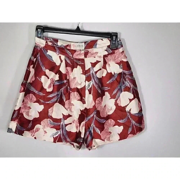 L’Atiste by Amy Womens Silk High Rise Satin Peony Floral Dress Shorts Size Small - Picture 1 of 8